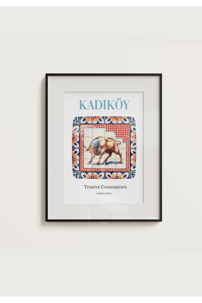 POSTER ISTANBUL KADIKÖY Tematică cu tauri, aspect de faianță, fără ramă