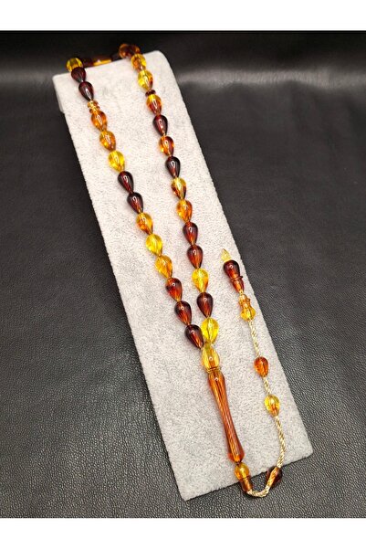 Han Ticarethane سبحة من حجر البخور الأصفر البرتقالي على شكل قطرة دمعة