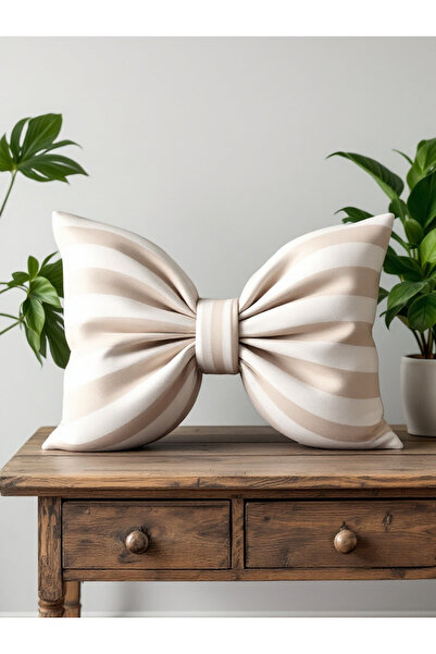 JACA Pernă decorativă din țesătură de in, cu aspect de fundă, umplută cu fundă, panglică, cadou, pernă, pernă de îmbrățișat