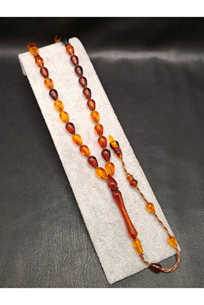 Han Ticarethane سبحة من حجر البخور الأصفر الداكن على شكل قطرة دمعة