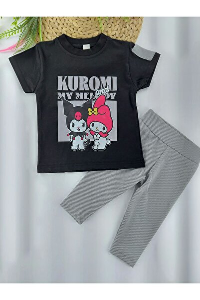 Butik Girls' Kuromi Printed Capri Leggings T-Shirt Two-Piece Set