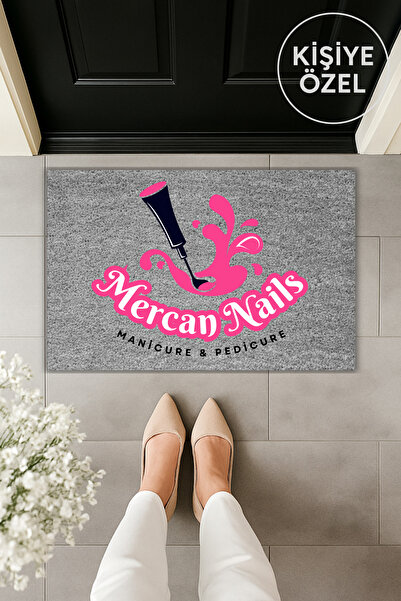 Dormot طباعة رقمية حديثة على شكل فن الأظافر باللون الرمادي، سجادة أمامية لباب...