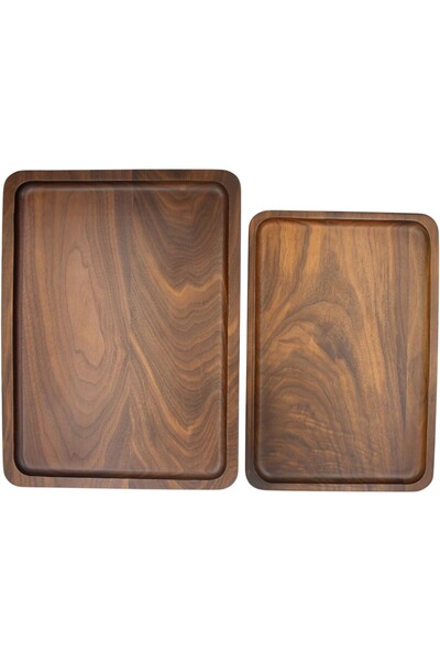 OK Wood Set of 2 Premium Wooden Presentation Tray – 29X39 cm & 23X34 cm – Food Dessert Tea Coffee Serving Tray