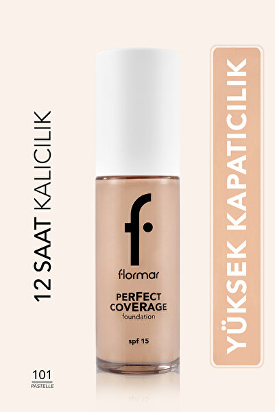Flormar Perfect Coverage Yüksek Pigmentli & Yarı Parlak Bitişli SPF15 Fondöten 101 PastelleTuruncu