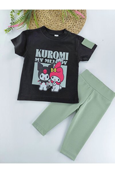Butik Girls' Kuromi Printed Capri Leggings T-Shirt Two-Piece Set
