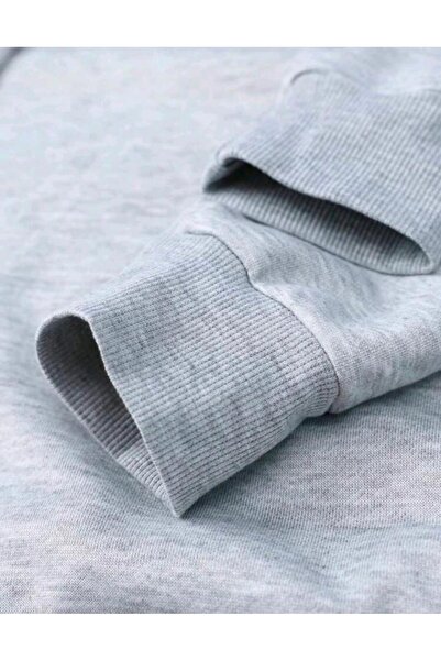 Elvino Σετ χειμερινό γκρι μπουφάν και φούτερ με 3 κλωστές χωρίς στάμπα Oversize για γυναίκες/άντρες