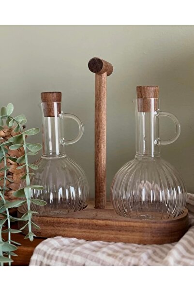 magical dreams Glass Oil and Vinegar Set with Wooden Stand