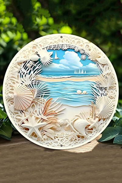 kutuTR Deniz Manzaralı UV Baskı 3D GÜRÜNÜMLÜ MDF Duvar Süsü – 33x33 cm & 20x2...