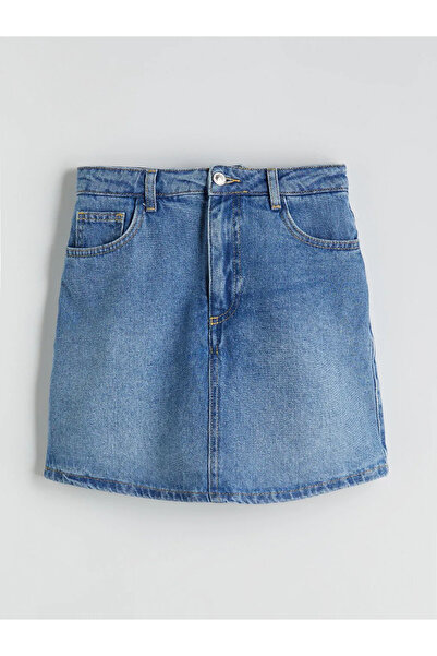 LC Waikiki LCW KidsIndigo Basic Kız Çocuk Jean Şort Etek