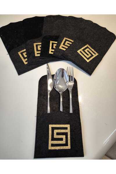 SEHARA 6 Pieces/Pocketed Spoon Rests/Velvet/Leather Embroidered/Leather Back/22.5X11Cm