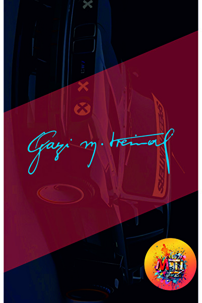 sticker Gazi Mustafa Kemal Atatürk İmza Oto Moto Araba 20 X 9 Cm Hologram Eti...