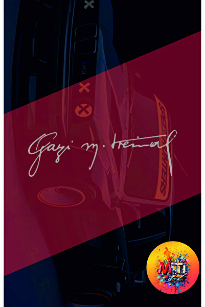 sticker Gazi Mustafa Kemal Atatürk İmza Oto Moto Araba 20 X 9 Cm Hologram Eti...