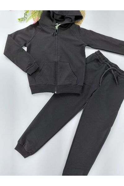 Butik Boys / Girls Zippered Hooded Tracksuit Set 2 Thread Inner Fleece Seasonal School Tracksuit Set