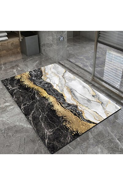 KESNUP Постелка за баня, елегантен дизайн, 80 x 50 см, Черна