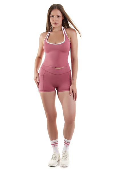 Sour Cherry Everyday High Waist Double-Breasted Shorts with Pocket Detail