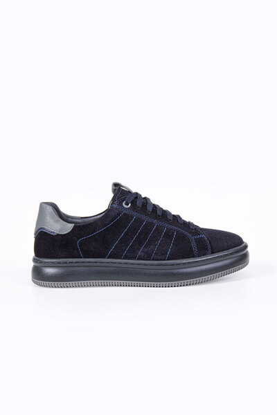 Vantaggio Storm Navy Blue Suede Inside and Outside 100% Genuine Leather Men's Sneaker Shoes