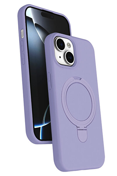 Nezih Case Apple iPhone 14 Plus / 15 Plus Uyumlu İçi Kadife Stand Olabilen Ha...