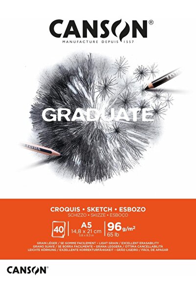 luck but success Graduate Light Grain 96Gsm A5 Sketch Paper Sheet, Glued Short Side, 40 Natural Be