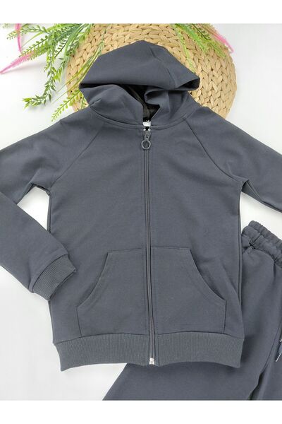 Butik Boys / Girls Zippered Hooded Tracksuit Set 2 Thread Inner Fleece Seasonal School Tracksuit Set