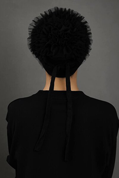 LA SEFA Bone 3 Pieces Ruffled Bonnet Black 3