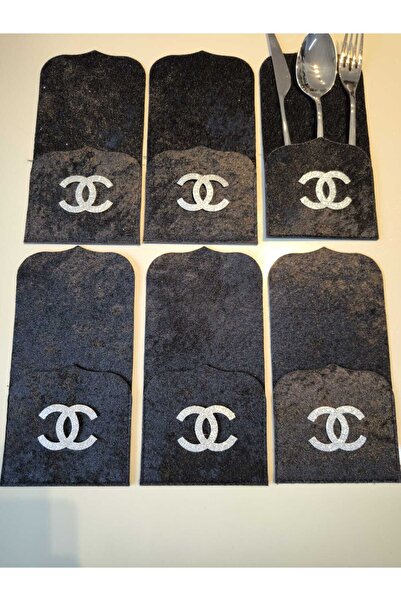 SEHARA 6 Pieces/Pocketed Spoon Rests/Velvet/Leather Embroidered/Leather Back/22.5X11Cm