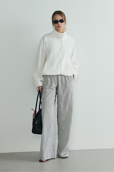 Suud Collection Ecru İnez Draped Bomber Jacket