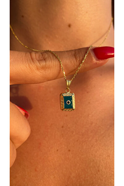 Wind Silver Dikdörtgen Nazar Kolye 925 Ayar