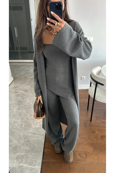 My Blog Anthracite Valencia Triple Knitwear Set-00600