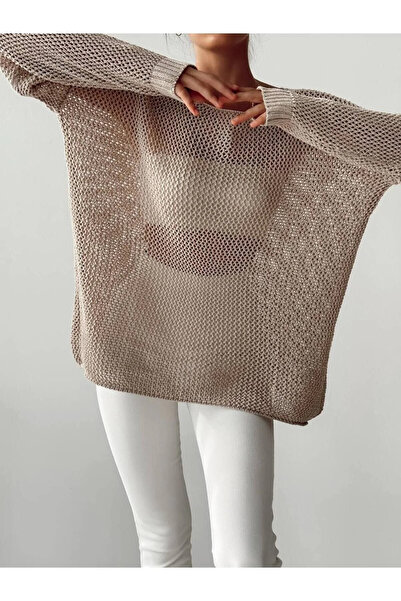 My Blog Stone Blossom Openwork Relaxed Cut Sweater-4051