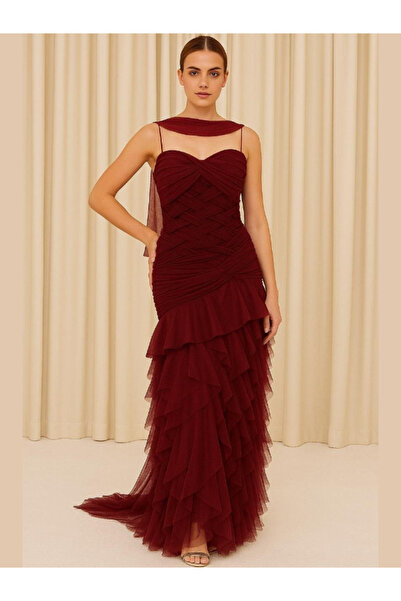 Nice Model Elegant Strapless Tiered Tulle Evening Gown - Formal Mermaid Dress with Sweetheart Neckline