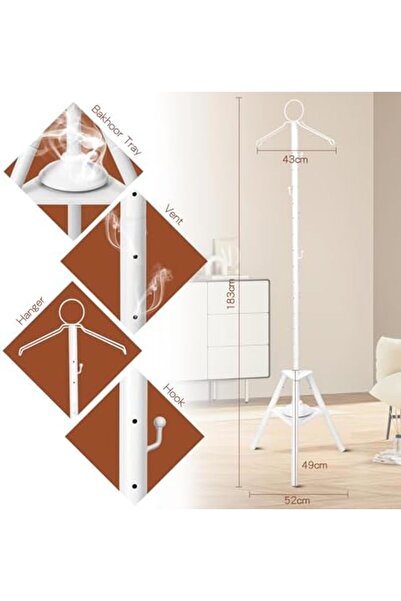 Grneric Clothes Bakhoor Burner Stand - 183cm long Incense burner Hanging Stand with cloth hooks and holes fo