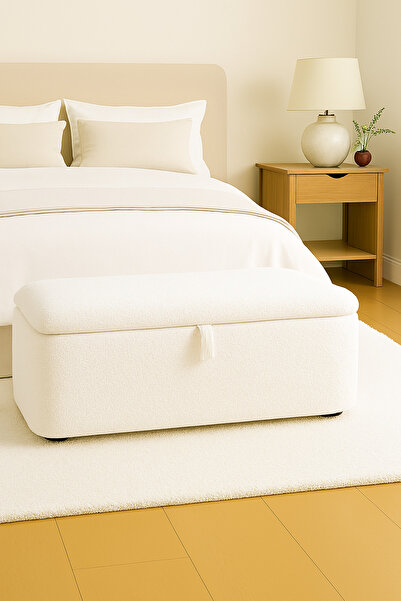 eda hacıoğlu edam bedding group Teddy Kumaş Sandıklı Puf Bench Çok Amaçlı Dep...