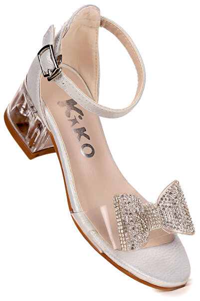 Kiko Kids Tire Girl's 4 cm Transparent Heeled Sandals Evening Dress Shoes