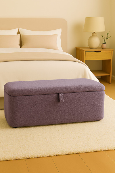 eda hacıoğlu edam bedding group Teddy Kumaş Sandıklı Puf Bench Çok Amaçlı Depolama Oturma Bankı Yatak Ucu Pufu