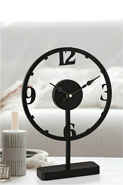 Evimora Home Modern Siyah Metal Masa Saati | Dekoratif Sessiz Saat | Minimali...