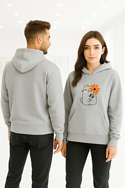 ArtYus Φούτερ Floral Cat Colorful με τύπωμα με κουκούλα