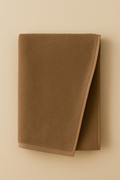 KAYABEY HOME 70 X 140 cm Milky Brown Color Plain Patternless 100% Cotton Bath Towel
