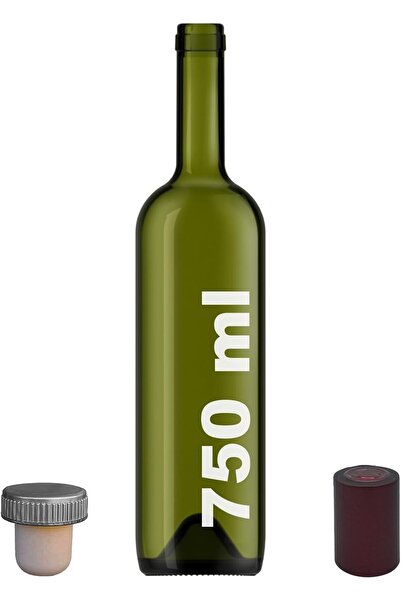 STOREMAX elizzashop 750 ml Yeşil Şarap Şişesi Sentetik Mantar Tıpalı Ve Kapüşonlu Boş Çukur Cam Şişe 2 Adet e