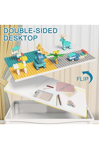 Saharaz 7 in 1 Toddler Activity Play Table and chair Set with Storage Large Blocks, for Kids Ages 2+