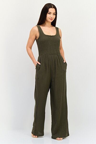 Brave Soul Women Solid Sleeveless Jumpsuit, Khaki