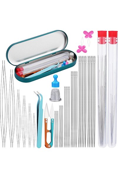 Choice4 مجموعة إبر خرز KRABALL من 5 إلى 51 قطعة، إبر خرز طويلة ومستقيمة وكبيرة العين للأساور