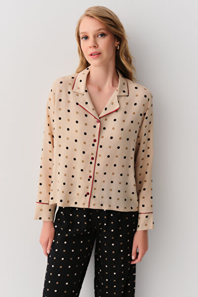 SUWEN Dotty Shirt Collar Pajama Set