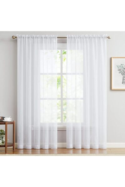 TOPICK White curtains, topick, 215 or 245x140cm