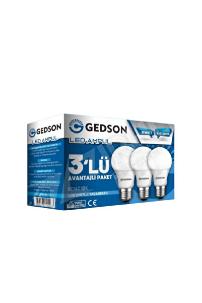 Gedson Led Ampul 9 Wat Beyaz Işık Eko Avantaj Paket 3'lü