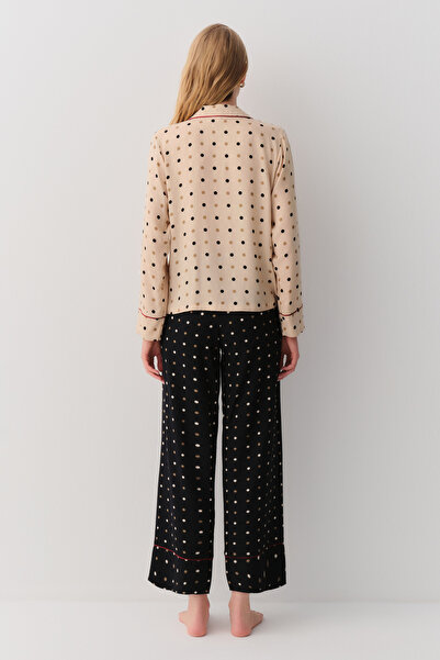 SUWEN Dotty Shirt Collar Pajama Set