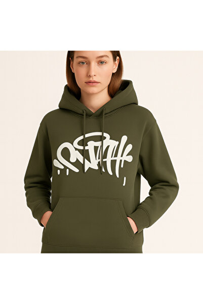 CLASSY.MODA Φούτερ με κουκούλα - Unisex - Oversize - 3 κλωστές με ανάγλυφο - Εκτύπωση γκράφιτι