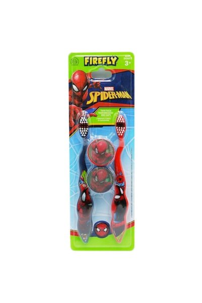Firefly Комплект от 2 детски четки за зъби, Светулка, Спайдърмен, с капачка з...
