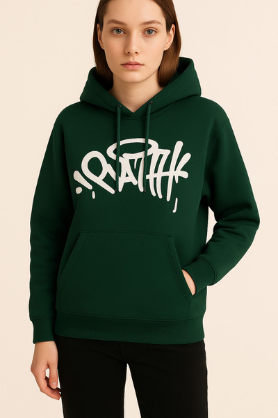 CLASSY.MODA Φούτερ με κουκούλα - Unisex - Oversize - 3 κλωστές με ανάγλυφο - Εκτύπωση γκράφιτι