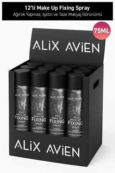 Alix Avien Uzun Süre Kalıcı Cilt Nemini Koruyan Işıltılı Görünümlü 12'li Makyaj Sabitleyici Seti - Fixing Spray