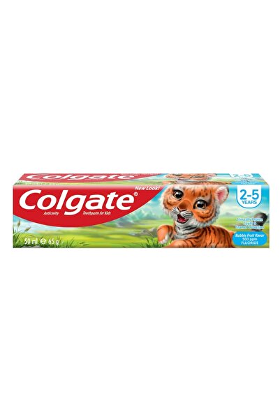 Colgate Toothpaste for Children, Colgate, Tiger, Age 2-5 Years, Sugar-Free, Bubble Fruit Flavor, 50ml